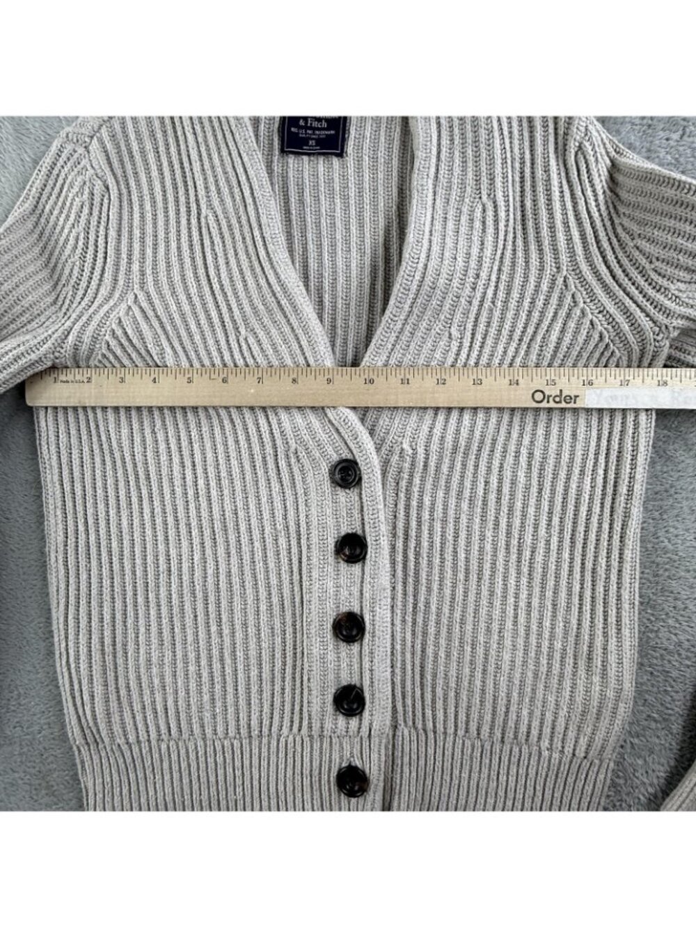 Abercrombie & Fitch Cardigan Sweater Womens XS Beige V Neck Button Chunky Knit - Picture 8 of 14